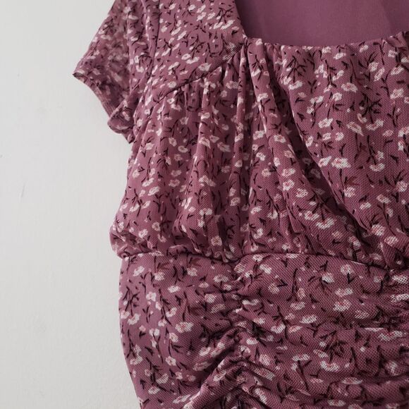 Aeropostale Purple Floral Crop Top S - Picture 3 of 6